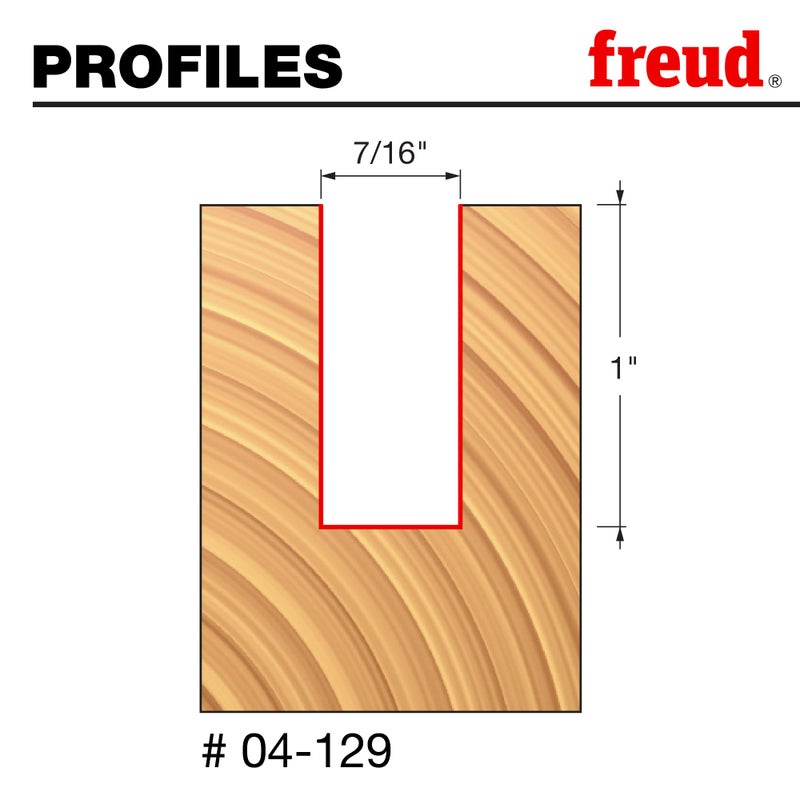 Freud 04-129: 7/16" (Dia.) Double Flute Straight Bit with 1/4" Shank, Red - Image 1